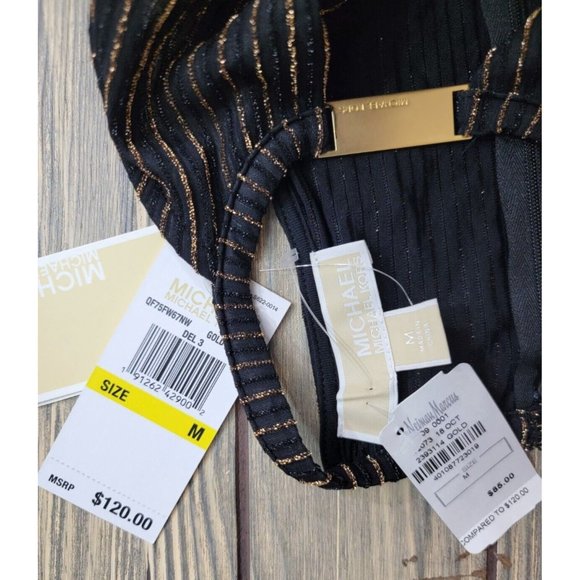 Michael Kors Navy and Gold Striped Blouse - Picture 12 of 12